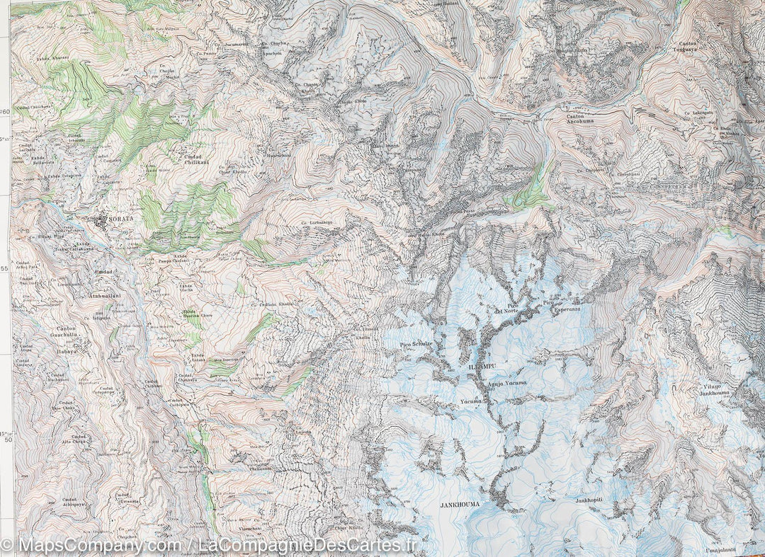 Carte de randonnée du Mont Illampu, nord de la Cordillère Royale (Bolivie) | Alpenverein - La Compagnie des Cartes