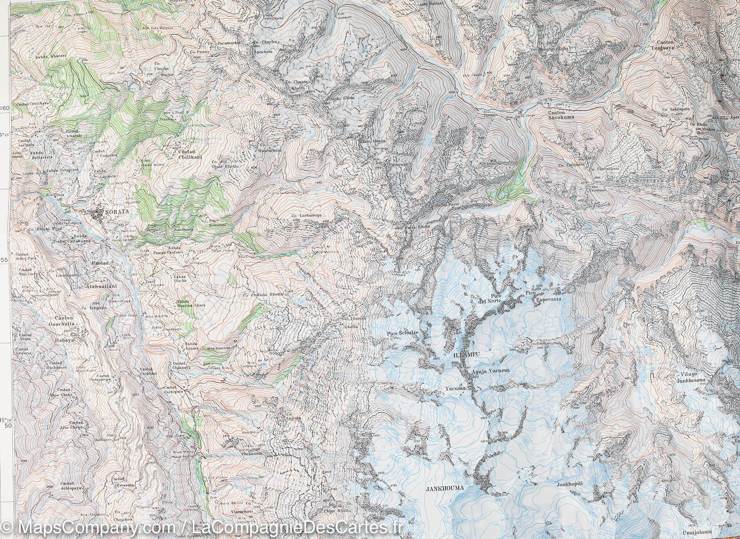 Carte de randonnée - Mont Illampu, nord de la Cordillère Royale (Bolivie) | Alpenverein carte de randonnée Alpenverein