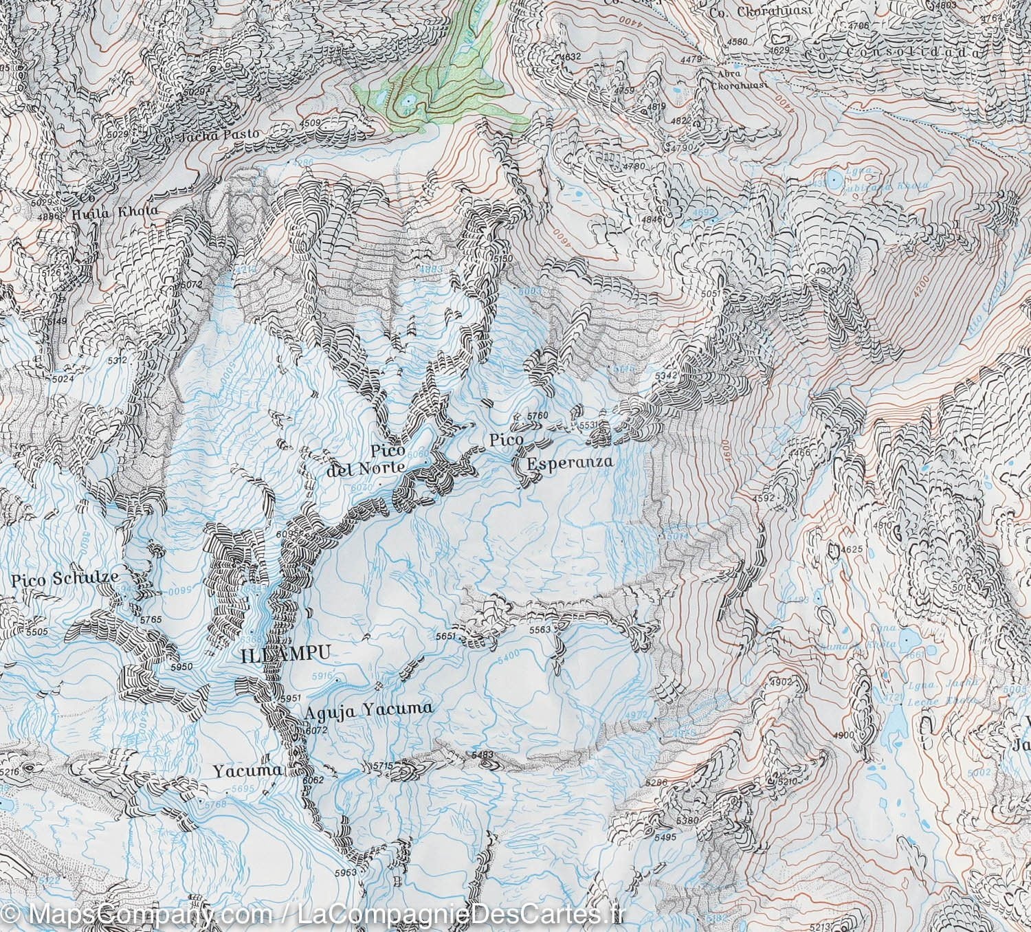 Carte de randonnée - Mont Illampu, nord de la Cordillère Royale (Bolivie) | Alpenverein carte de randonnée Alpenverein