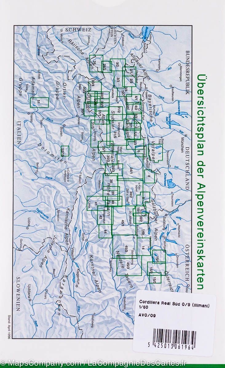 Carte de randonnée - Mont Illimani, sud de la Cordillère Royale (Bolivie) | Alpenverein carte de randonnée Alpenverein