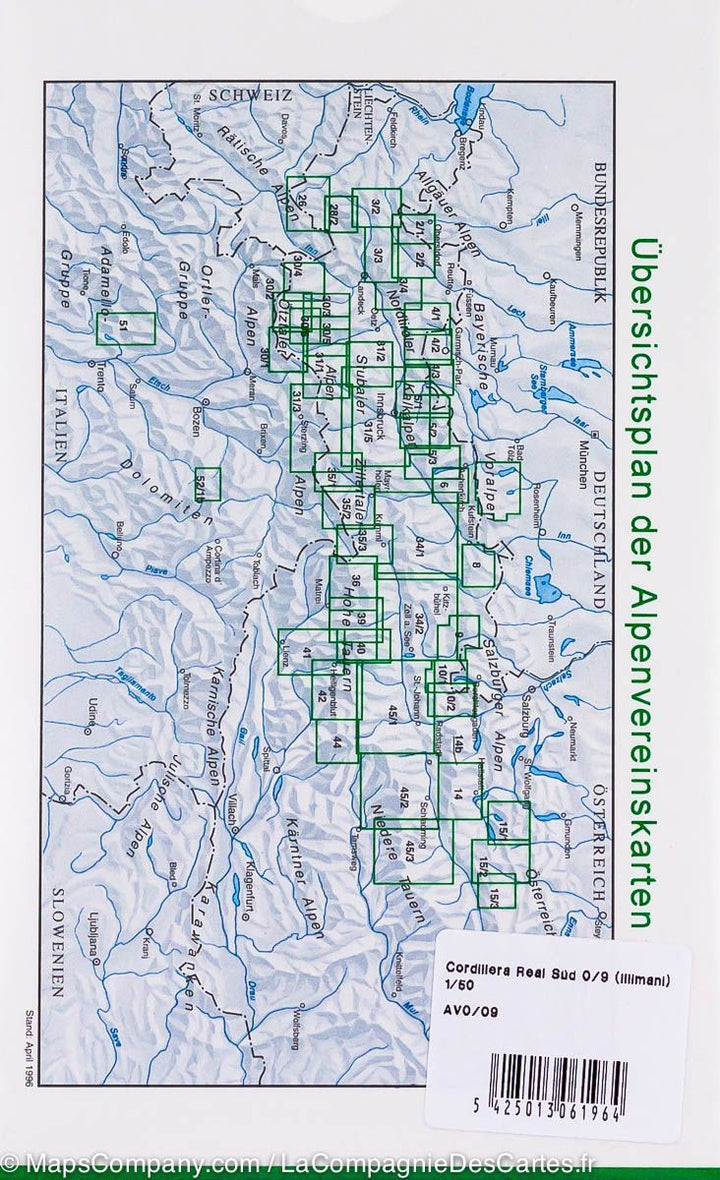 Carte de randonnée du Mont Illimani, sud de la Cordillère Royale (Bolivie) - La Compagnie des Cartes