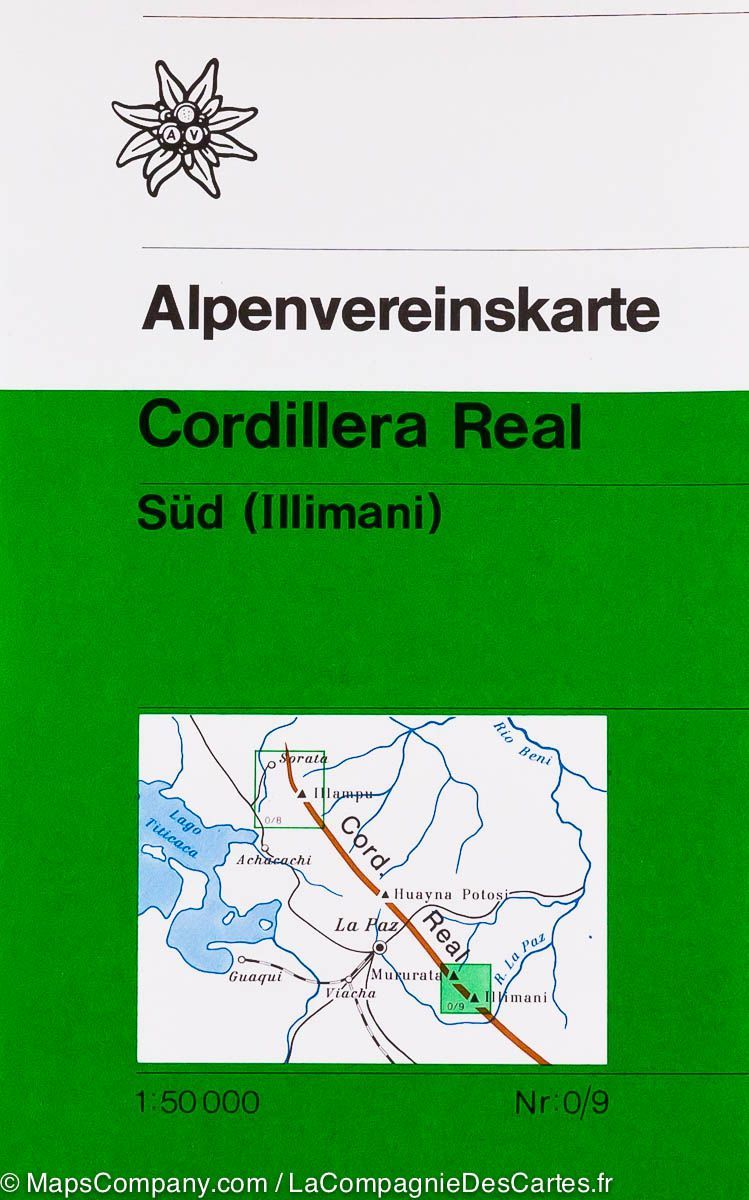 Carte de randonnée du Mont Illimani, sud de la Cordillère Royale (Bolivie) - La Compagnie des Cartes