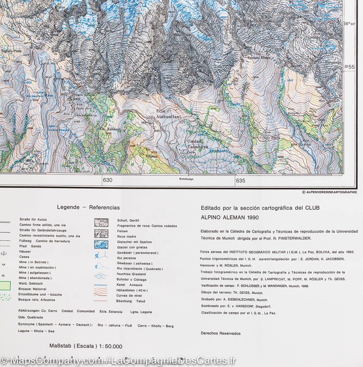 Carte de randonnée - Mont Illimani, sud de la Cordillère Royale (Bolivie) | Alpenverein carte de randonnée Alpenverein