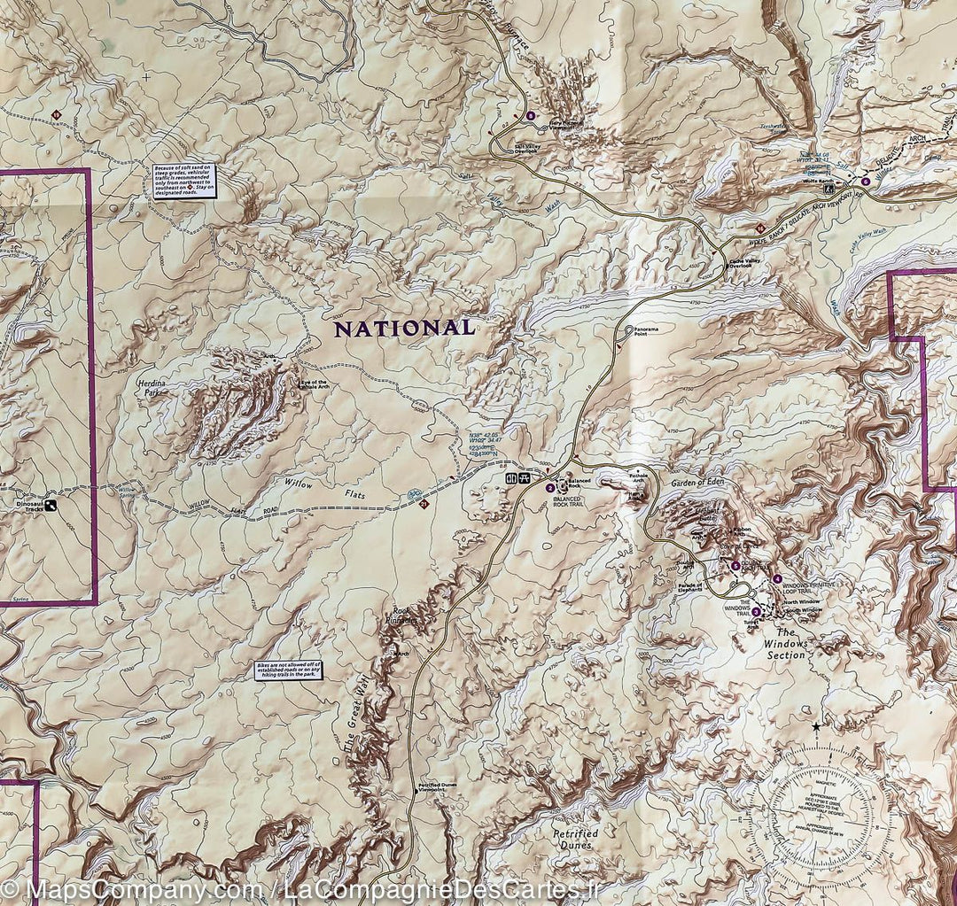 Carte de randonnée du Parc National Arches (Utah) | National Geographic - La Compagnie des Cartes