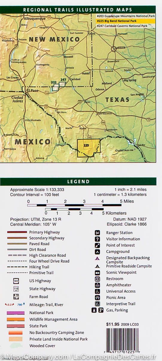 Carte de randonnée n° 225 - Parc National Big Bend (Texas) | National Geographic carte de randonnée National Geographic