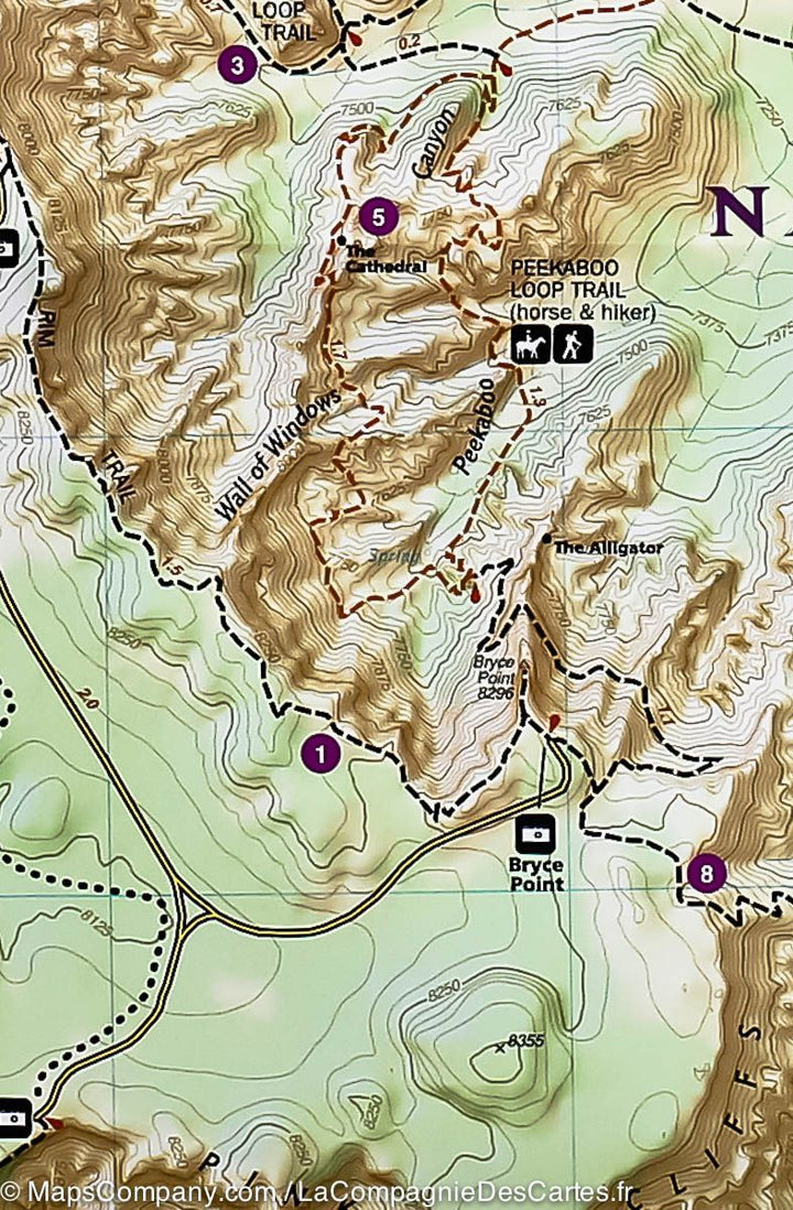 Carte de randonnée du Parc National de Bryce Canyon (Utah) | National Geographic - La Compagnie des Cartes