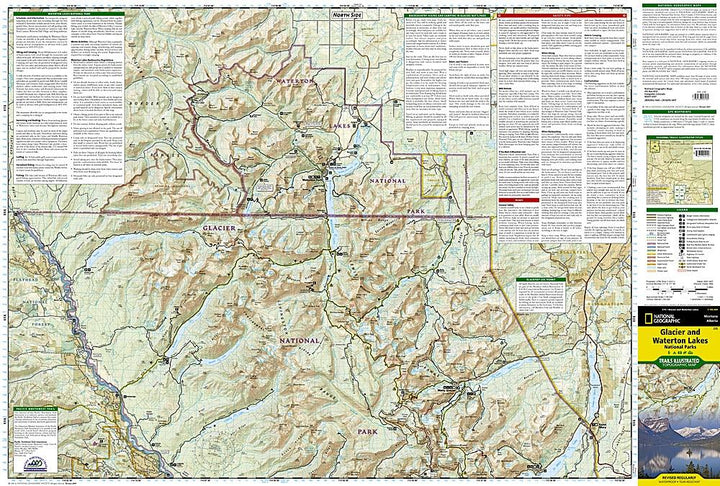 Carte de randonnée du Parc National de Glacier (Montana) et des Lacs Waterton (Alberta) | National Geographic - La Compagnie des Cartes