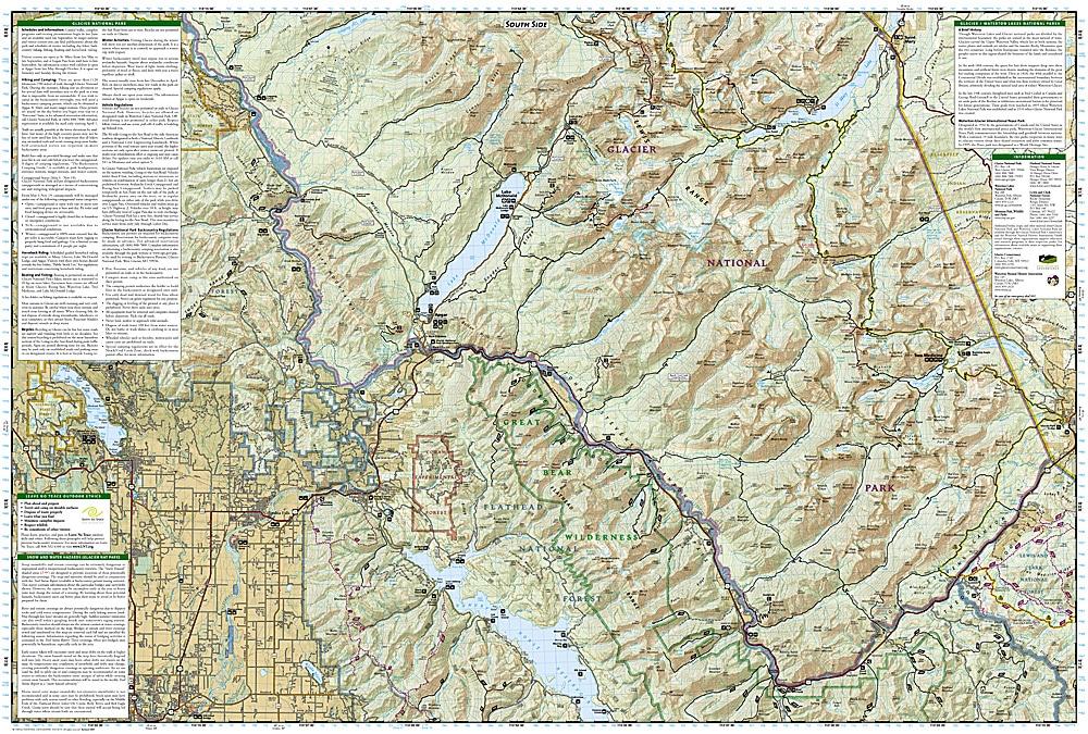 Carte de randonnée n° 215 - Parc National de Glacier (Montana) et des Lacs Waterton (Alberta) | National Geographic carte de randonnée National Geographic