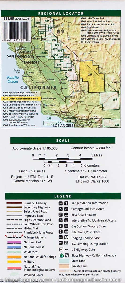 Carte de randonnée n° 221 - Parc national de la Vallée de la Mort (Californie/ Nevada) | National Geographic carte de randonnée National Geographic