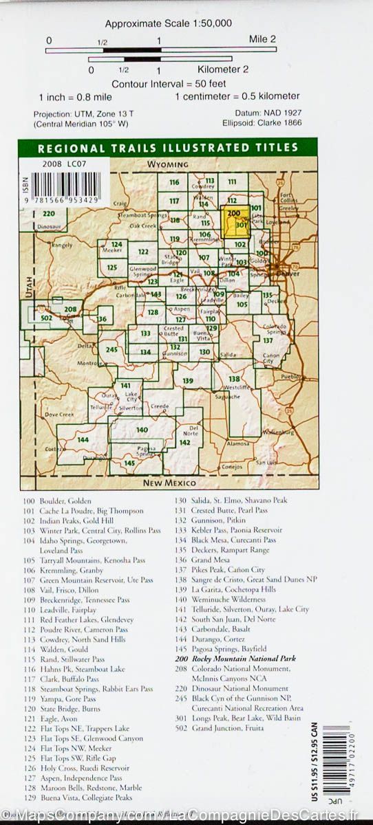 Carte de randonnée du Parc National de Rocky Mountain (Colorado) | National Geographic - La Compagnie des Cartes