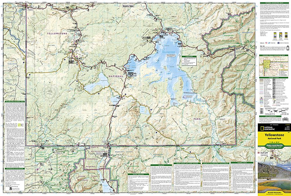 Carte de randonnée du Parc National de Yellowstone (Wyoming, Montana, Idaho) | National Geographic carte pliée National Geographic 
