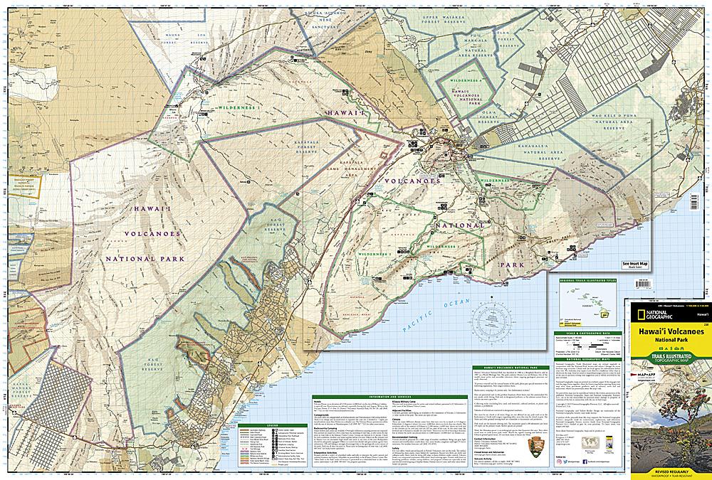 Carte de randonnée du Parc National des Volcans (Hawaii, USA) | National Geographic carte pliée National Geographic 
