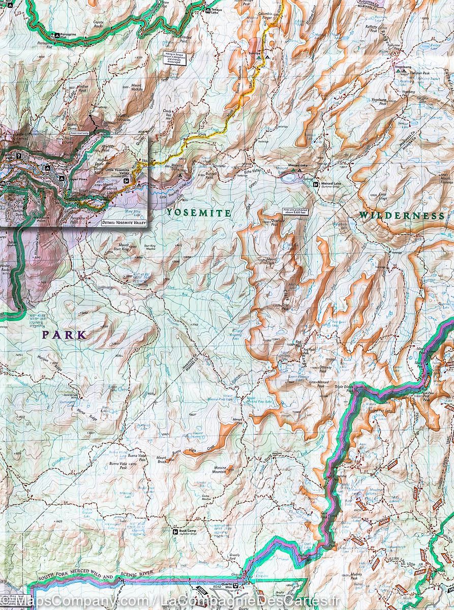 Carte de randonnée du Parc National Yosemite (Californie) | National Geographic carte pliée National Geographic 