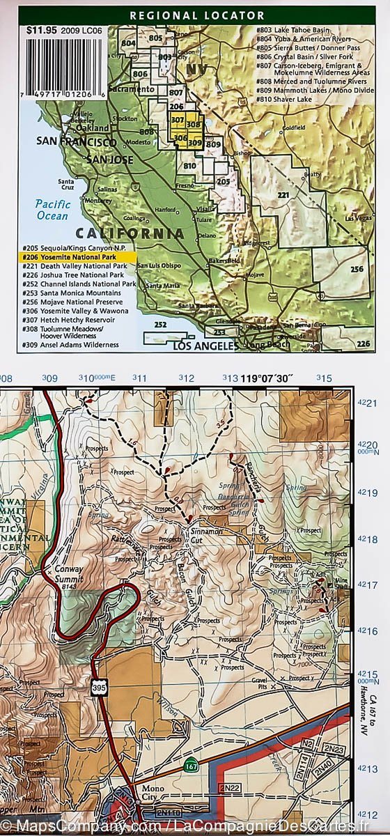 Carte de randonnée n° 206 - Parc National Yosemite (Californie) | National Geographic carte de randonnée National Geographic