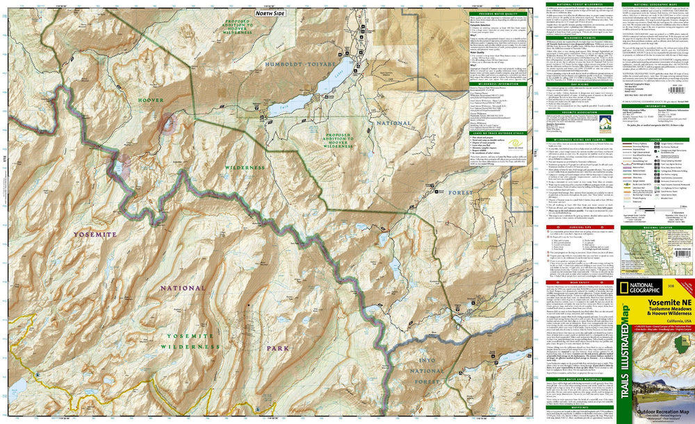 Carte de randonnée du Parc National Yosemite (nord-est) | National Geographic carte pliée National Geographic 