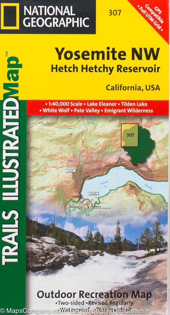 Carte de randonnée n° 307 - Parc National Yosemite (nord - ouest) | National Geographic carte de randonnée National Geographic