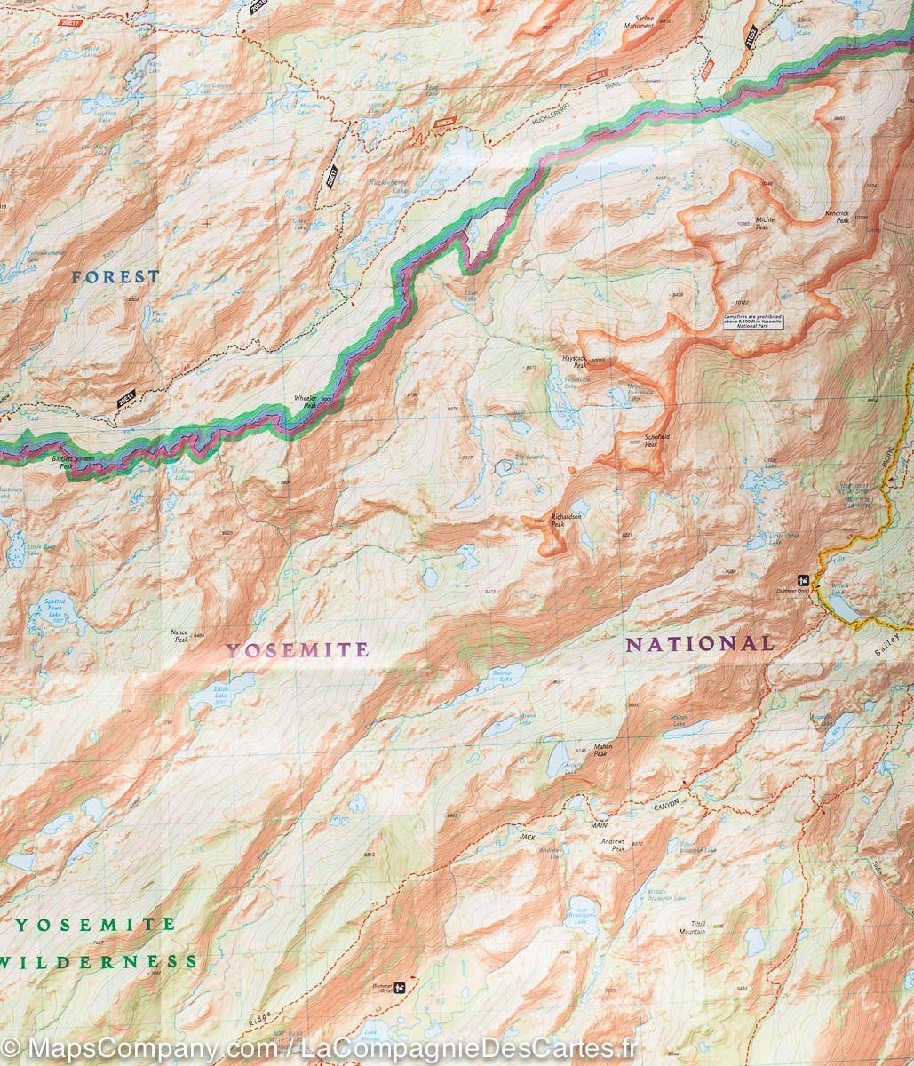 Carte de randonnée n° 307 - Parc National Yosemite (nord - ouest) | National Geographic carte de randonnée National Geographic