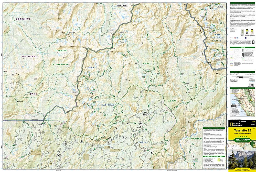 Carte de randonnée n° 309 - Parc National Yosemite (sud - est) | National Geographic carte de randonnée National Geographic