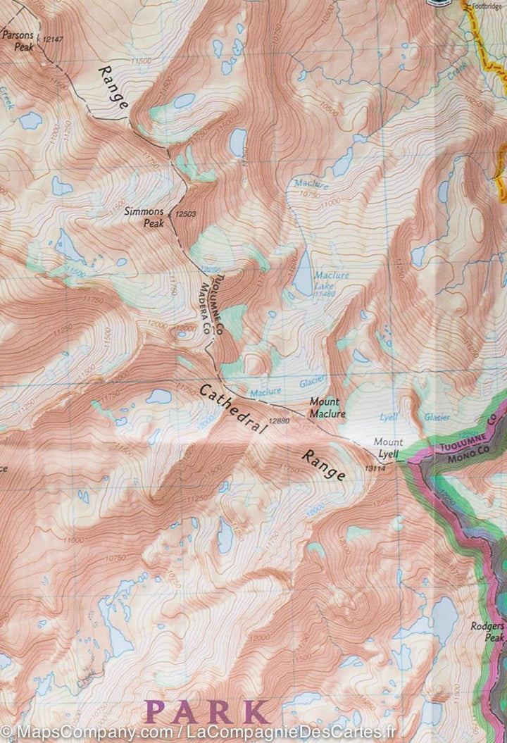 Carte de randonnée du Parc National Yosemite (sud-est) | National Geographic carte pliée National Geographic 