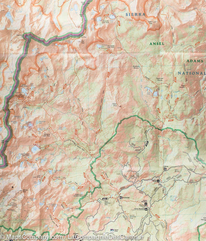 Carte de randonnée du Parc National Yosemite (sud-est) | National Geographic carte pliée National Geographic 