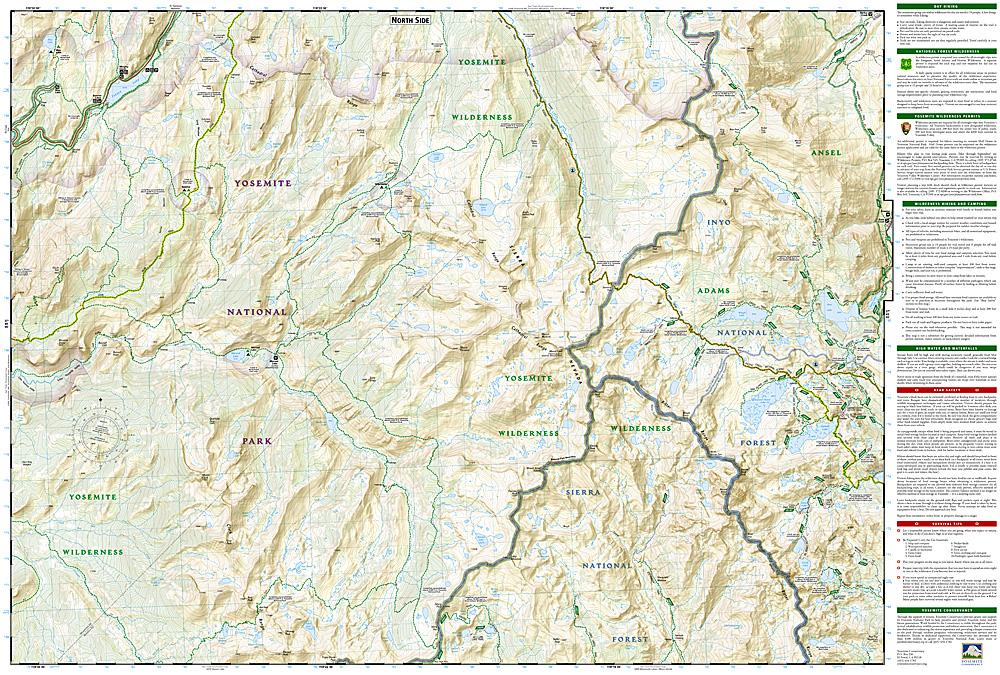 Carte de randonnée du Parc National Yosemite (sud-est) | National Geographic carte pliée National Geographic 