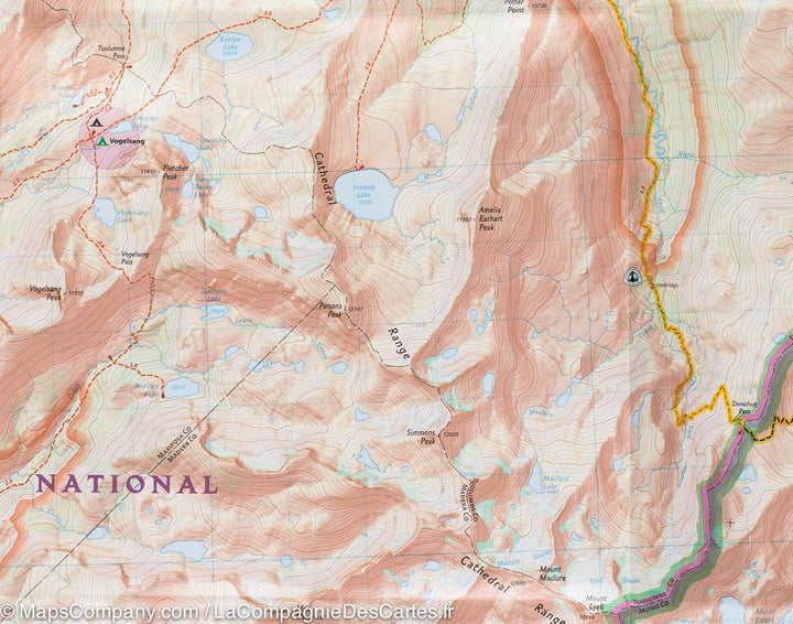 Carte de randonnée du Parc National Yosemite (sud-est) | National Geographic carte pliée National Geographic 