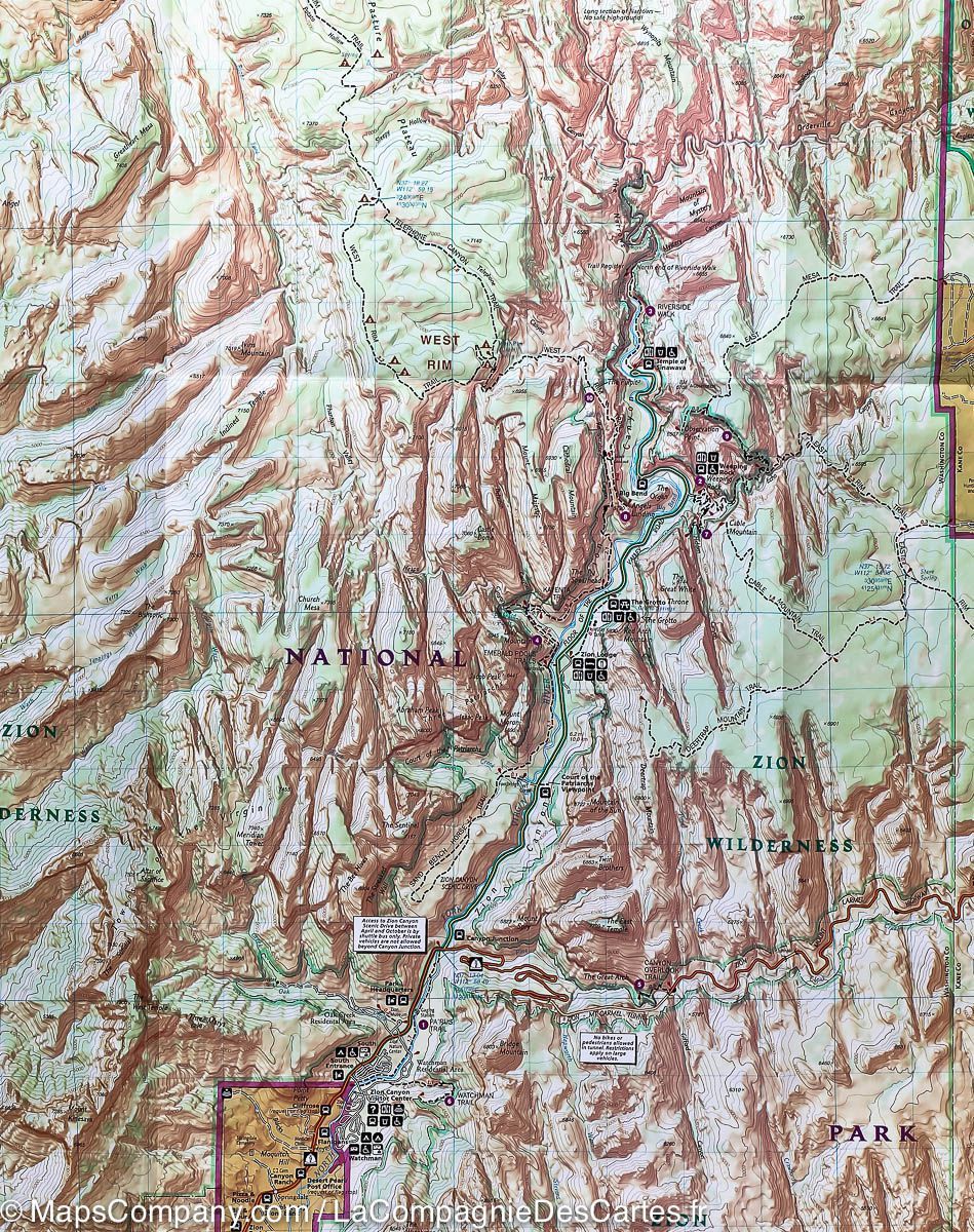 Carte de randonnée du Parc National Zion (Utah) | National Geographic carte pliée National Geographic 
