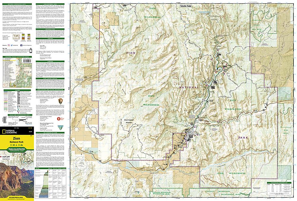 Carte de randonnée n° 214 - Parc National Zion (Utah) | National Geographic carte de randonnée National Geographic