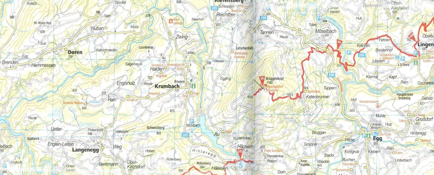 Carte de randonnée E5 - Du lac de Constance à Vérone | Kompass carte de randonnée Kompass