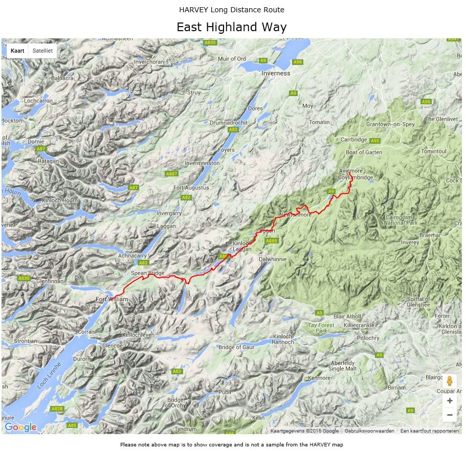 Postnet Highland Ridge Map Carte de randonnée - East Highland Way XT40 | Harvey Maps - National T ...