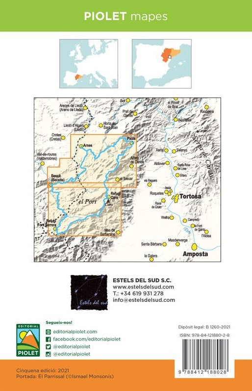 Carte de randonnée - Estels del Sud, La traversée massif des Ports | Piolet carte pliée Editorial Piolet 
