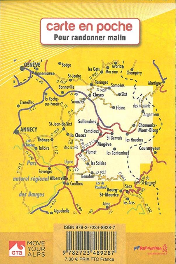 Carte de randonnée et de tourisme (format poche) - Massif et tour du Mont-Blanc Massif | Didier Richard carte de randonnée Didier Richard