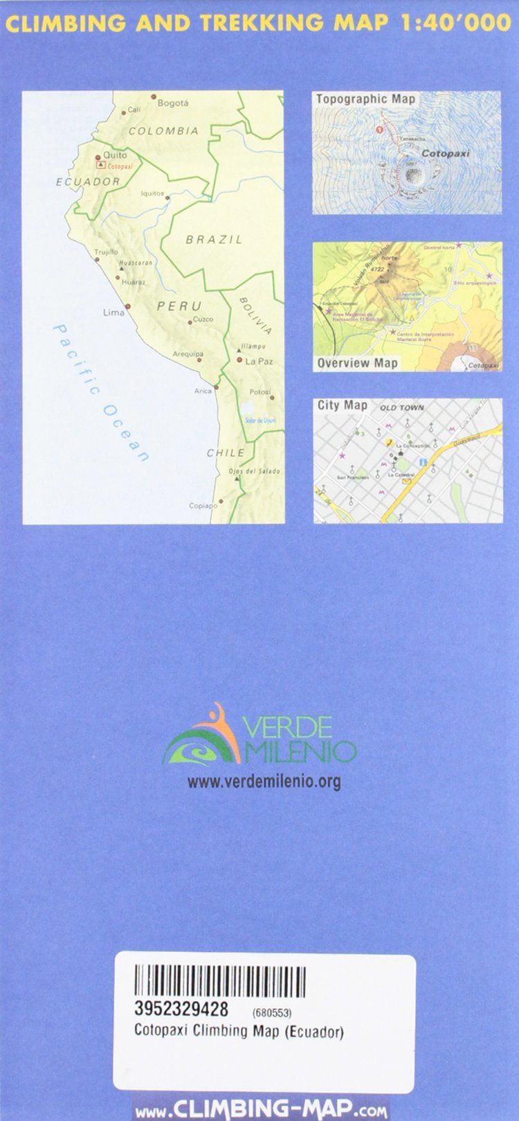 Carte de randonnée et d'escalade - Cotopaxi + Quito city | Climbing Map carte pliée Climbing Map 