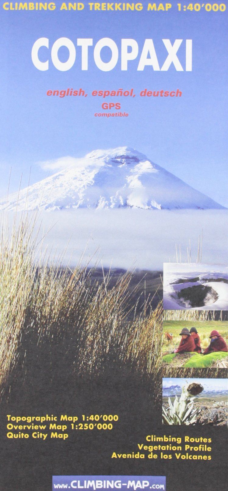 Carte de randonnée et d'escalade - Cotopaxi + Quito city | Climbing Map carte de randonnée Climbing Map