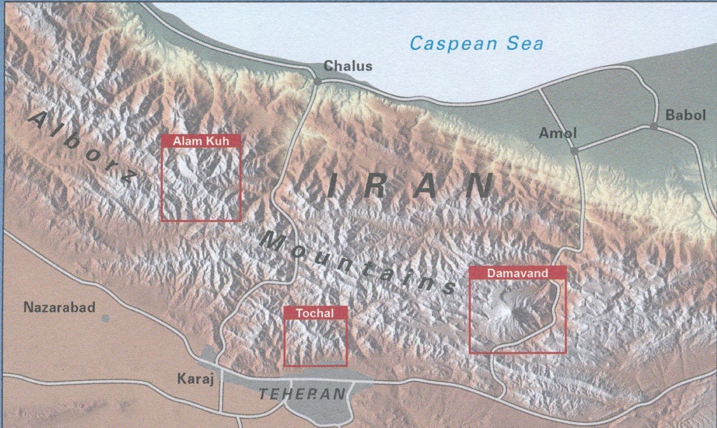 Carte de randonnée et d'escalade - Damavand (Iran) | Climbing Map carte de randonnée Climbing Map