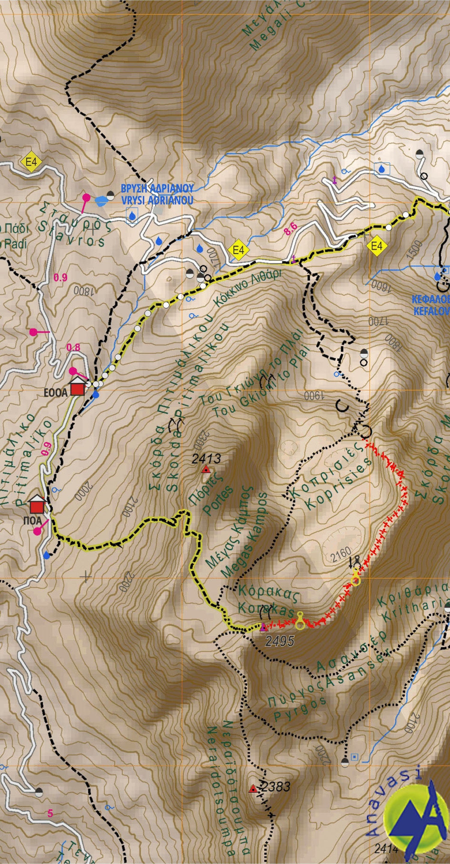Carte de randonnée n° 2.31 - Giona, Mont Vardousia | Anavasi carte de randonnée Anavasi