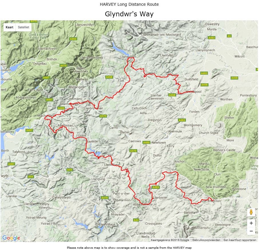 Carte de randonnée - Glyndwr's Way XT40 | Harvey Maps - National Trail maps carte de randonnée Harvey Maps Default Title
