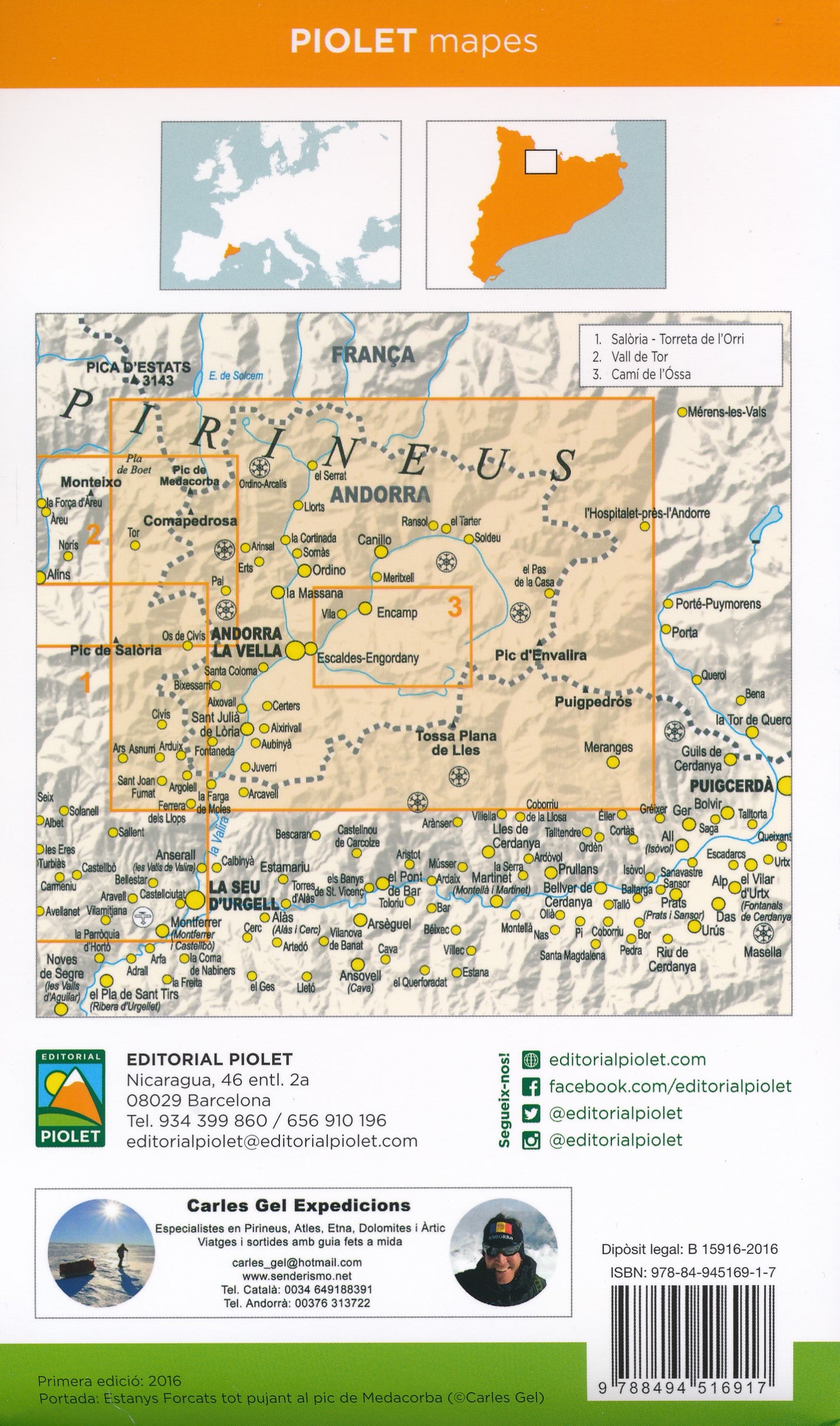 Carte de randonnée & Guide d'excursions - Andorre | Piolet carte de randonnée Editorial Piolet