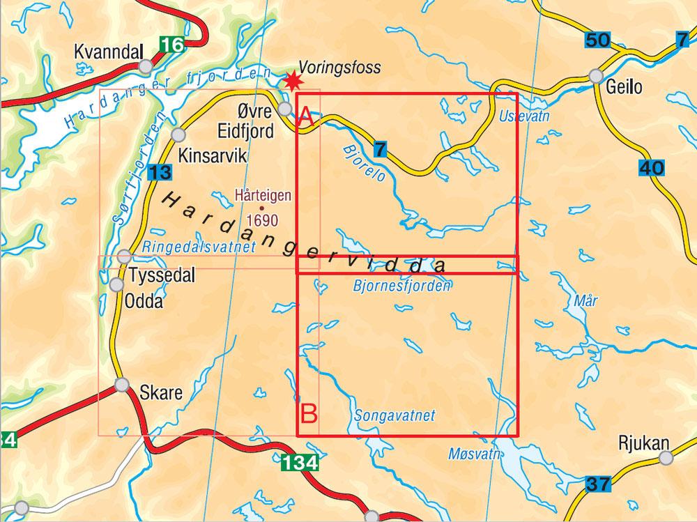 Carte de randonnée - Hardangervidda est (Norvège), n° 113 | PhoneMaps carte pliée PhoneMaps 