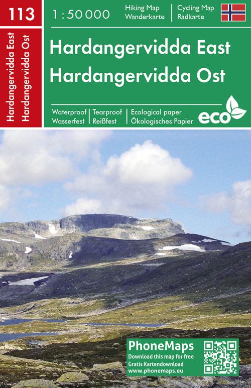 Carte de randonnée - Hardangervidda est (Norvège), n° 113 | PhoneMaps carte pliée PhoneMaps 
