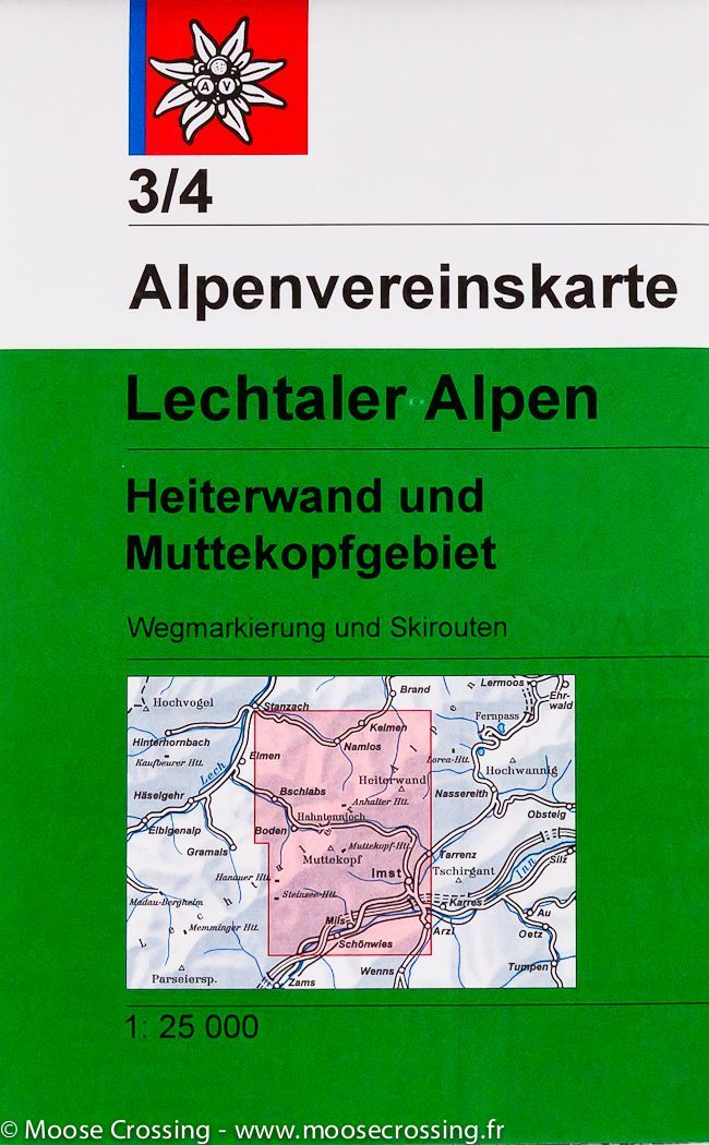 Carte de randonnée n° 3/4 - Heiterwand & Mutterkopf (Alpes de Lechtal, Autriche) | Alpenverein carte de randonnée Alpenverein