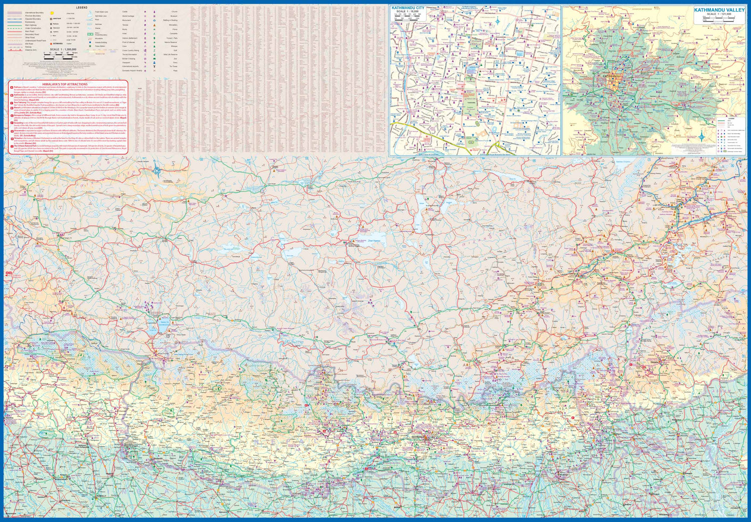 Carte de voyage - Himalaya & Everest (Népal, Tibet) | ITM carte routière ITM