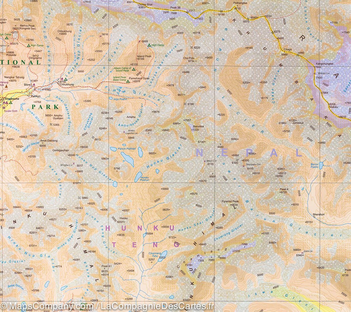 Carte de voyage - Himalaya & Everest (Népal, Tibet) | ITM carte routière ITM