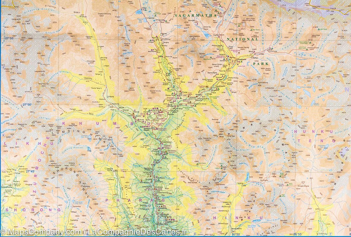 Carte de voyage - Himalaya & Everest (Népal, Tibet) | ITM carte routière ITM