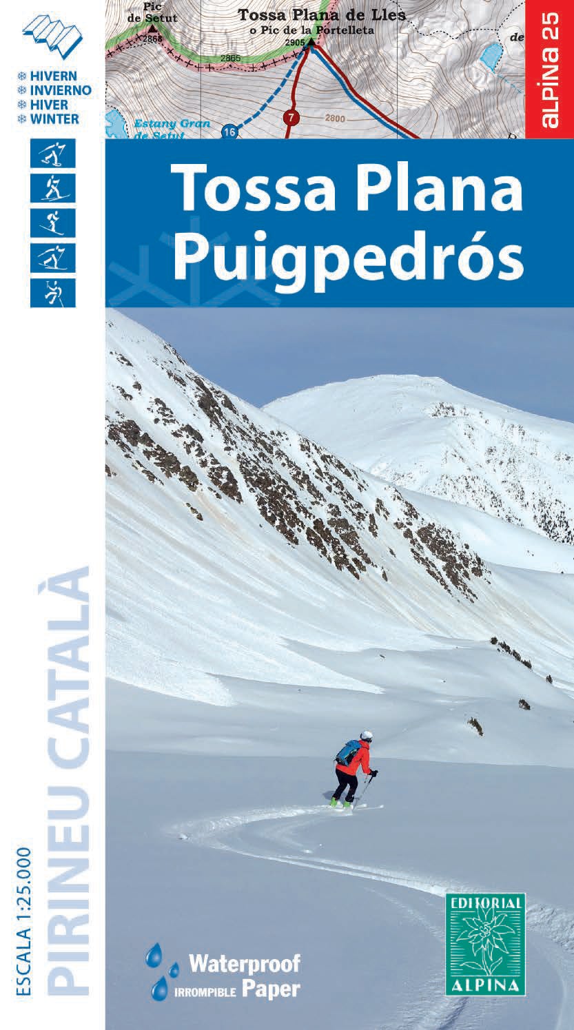 Carte de randonnée hivernale - Tossa Plana, Puigpedros (Pyrénées Catalanes) | Alpina carte de randonnée Editorial Alpina