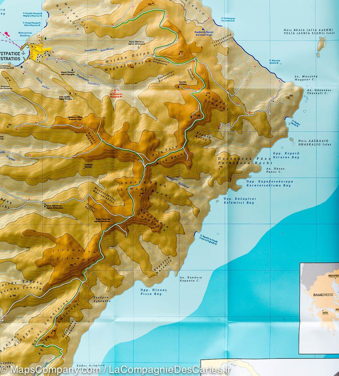Carte de randonnée - Ile d'Aghios Efstratios (Grèce) | Terrain Cartography carte pliée Terrain Cartography 