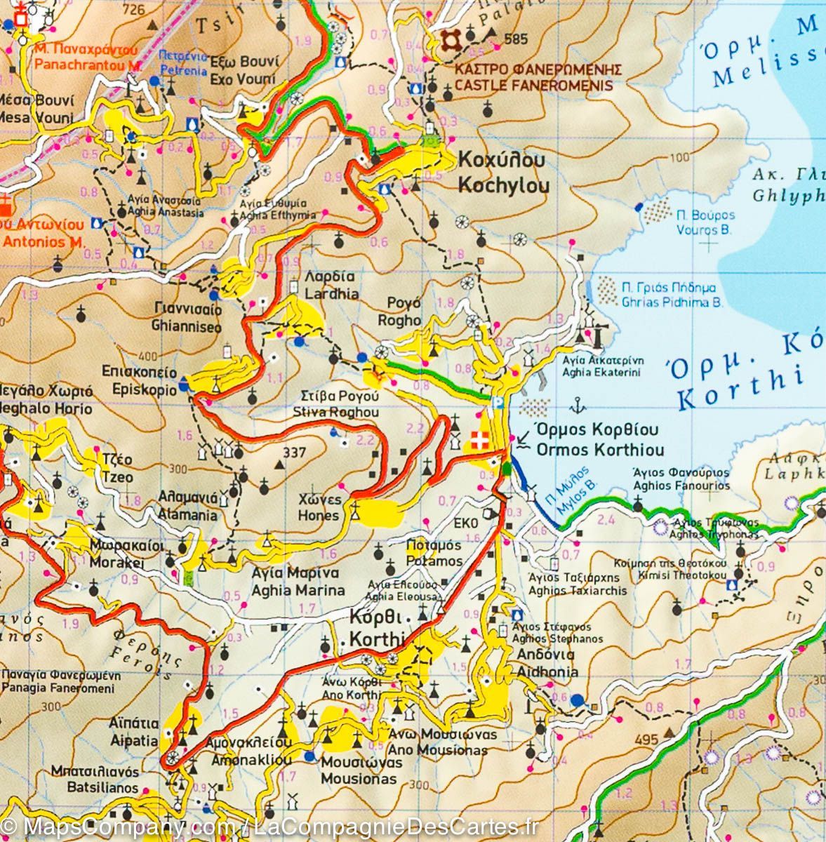 Carte de randonnée - île d'Andros (Grèce) | Terrain Cartography carte de randonnée Terrain Cartography
