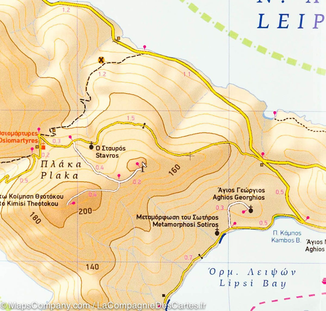 Carte de randonnée des îles Arki, Lipsi et Aghathonisi (Grèce) | Terrain Cartography - La Compagnie des Cartes