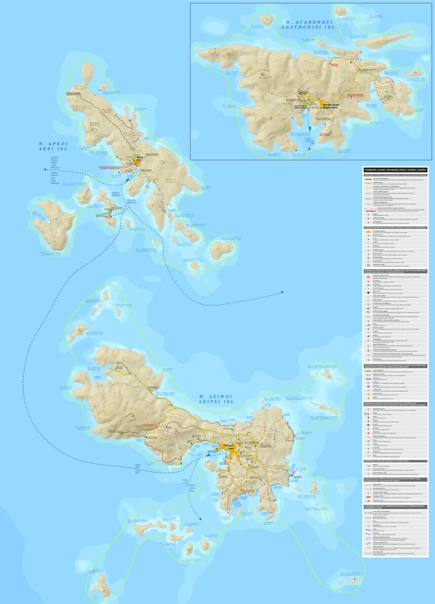 Carte de randonnée - Ile d'Arki, Lipsi et Aghathonisi (Grèce) | Terrain Cartography carte de randonnée Terrain Cartography