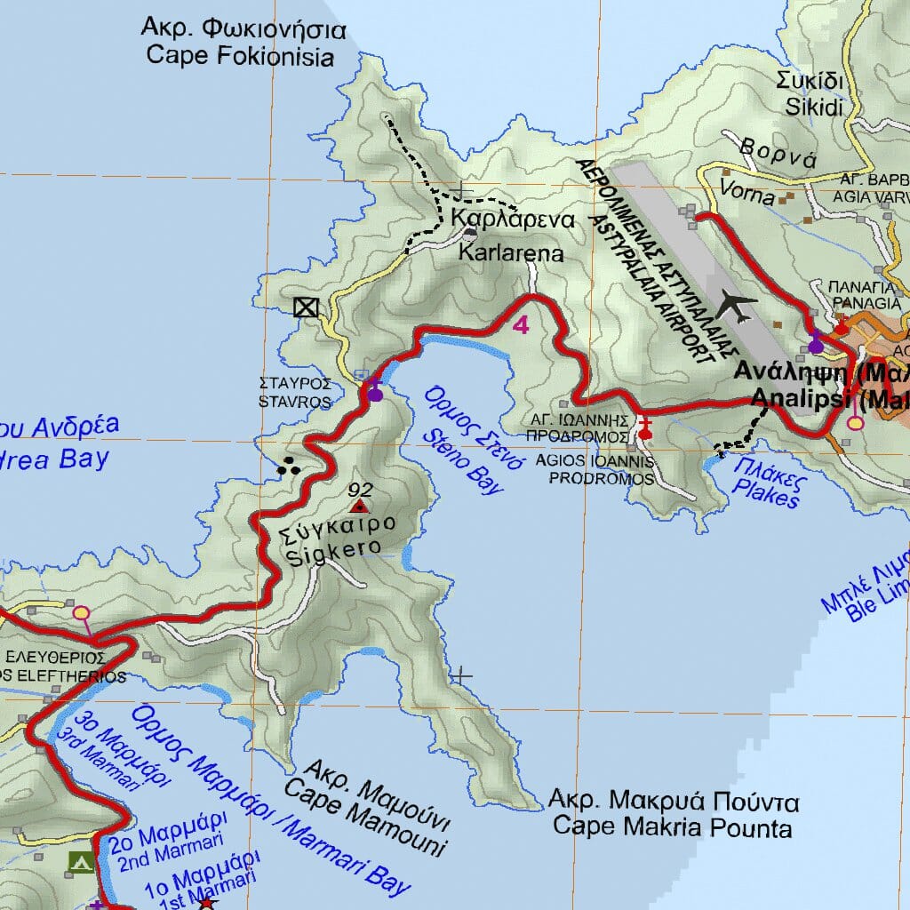 Carte de randonnée n° 10.49 - île d'Astypalaia | Anavasi carte de randonnée Anavasi